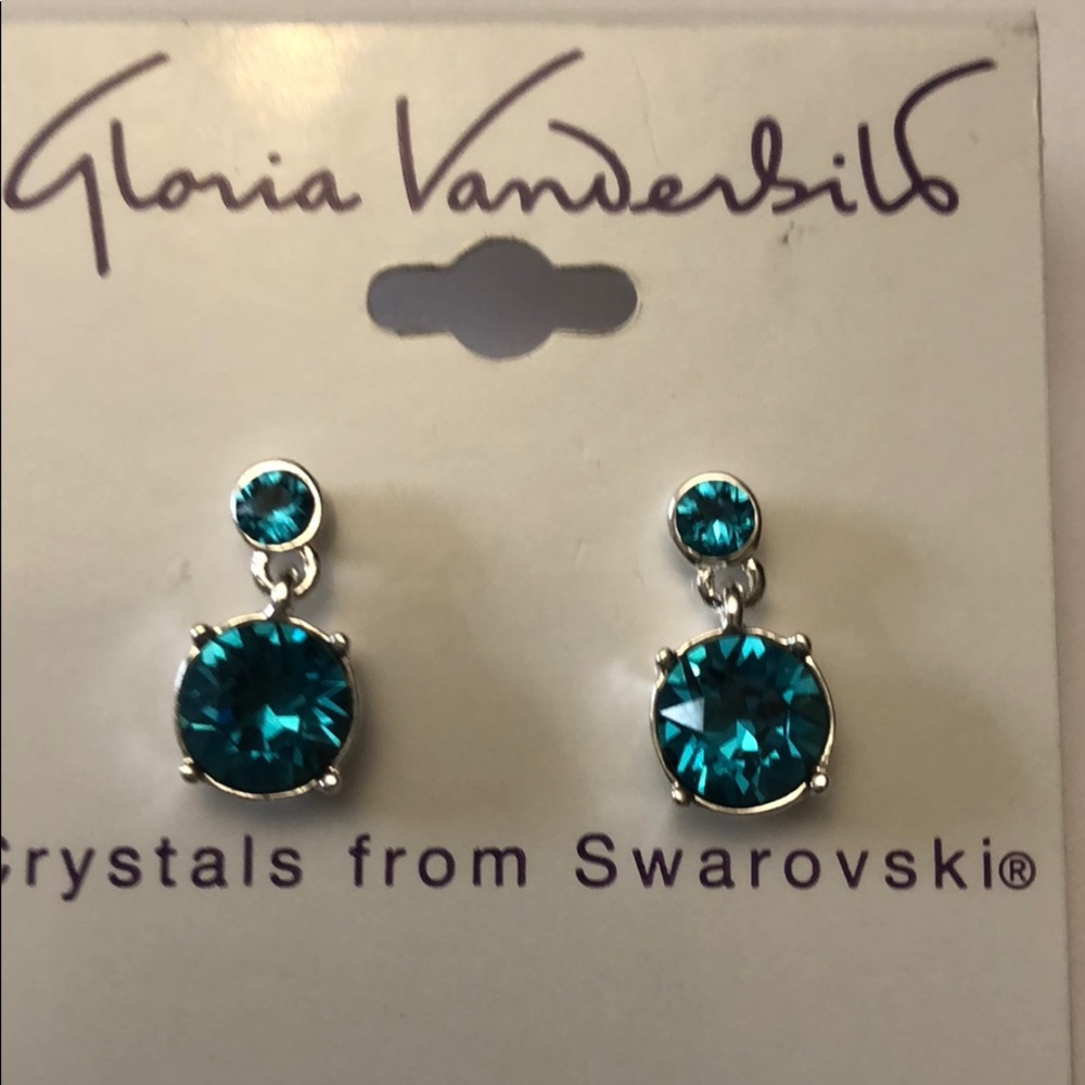 G. Vanderbilt drop pierced silver Swarovski NEW